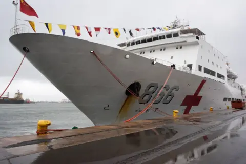 AFP The Chinese hospital ship, Peace Ark, in Cape Town